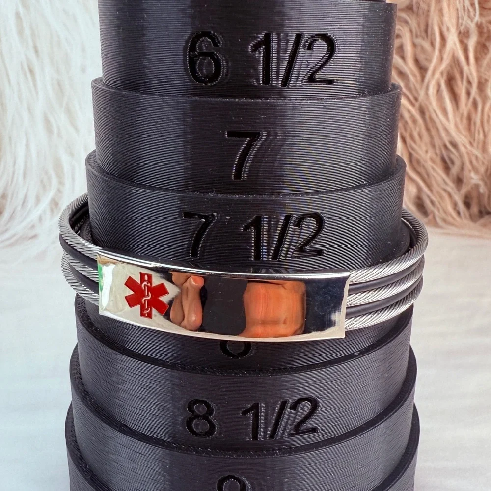 Stainless Steel Silvertone Black Unisex Medical Alert ID Bracelet